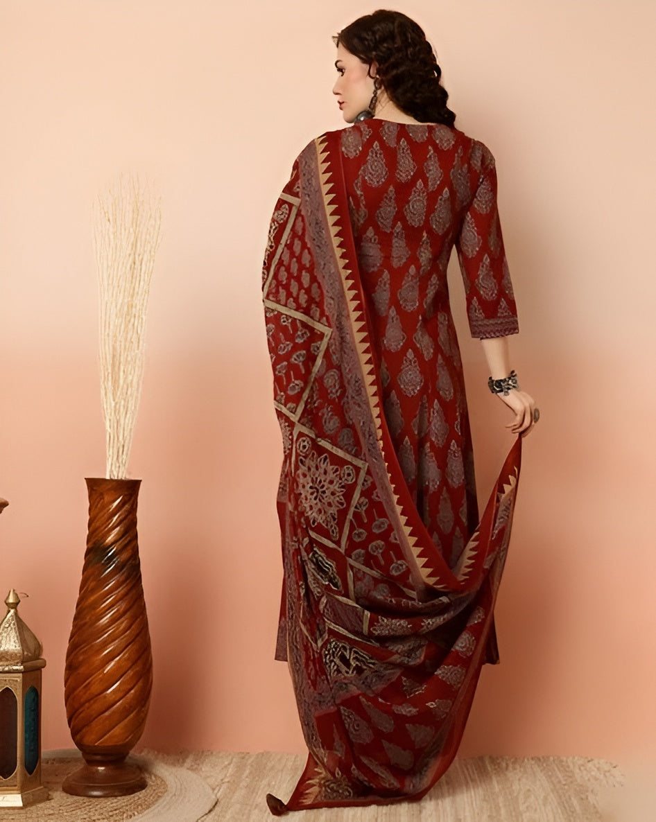 ✨ Women’s Printed Anarkali Kurta & Pant Set with Dupatta – Perfect for Party & Festive Wear