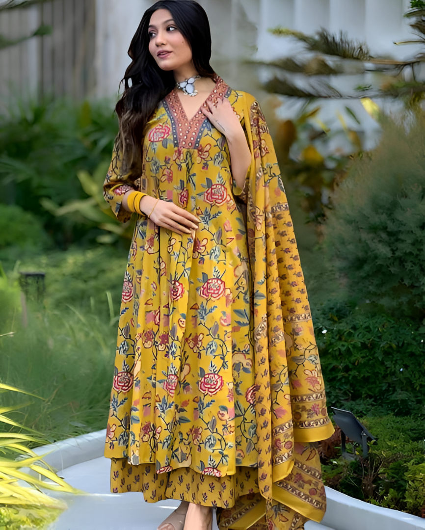 🌸 Floral Printed Kurta Set for Women – Stylish Ethnic Look