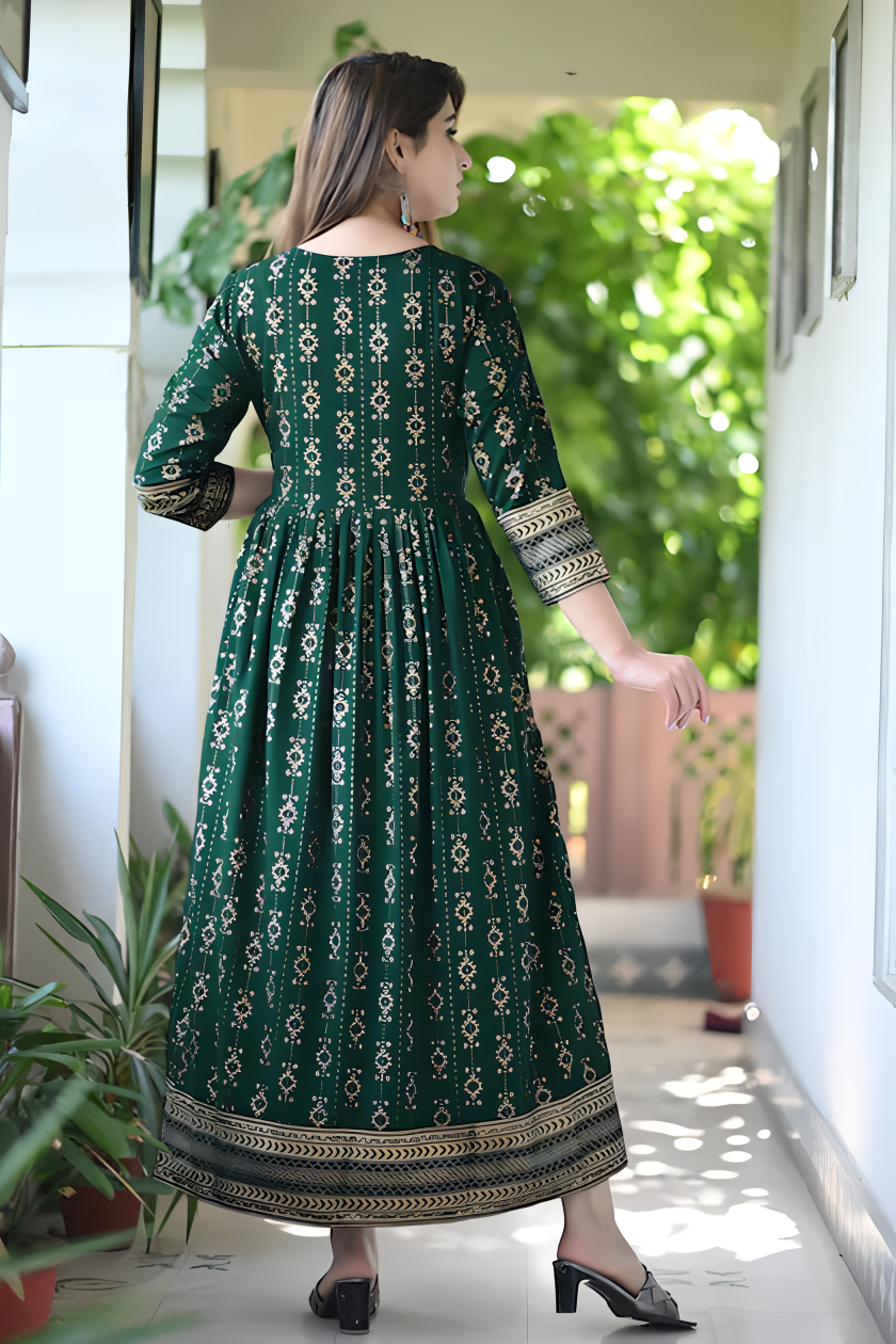 ✨ D-144 Gold Print – Elegant Rayon Printed Kurta