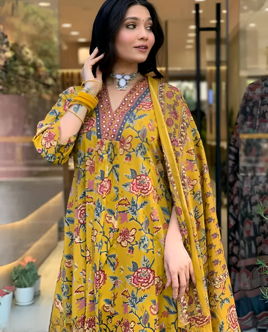 🌸 Floral Printed Kurta Set for Women – Stylish Ethnic Look