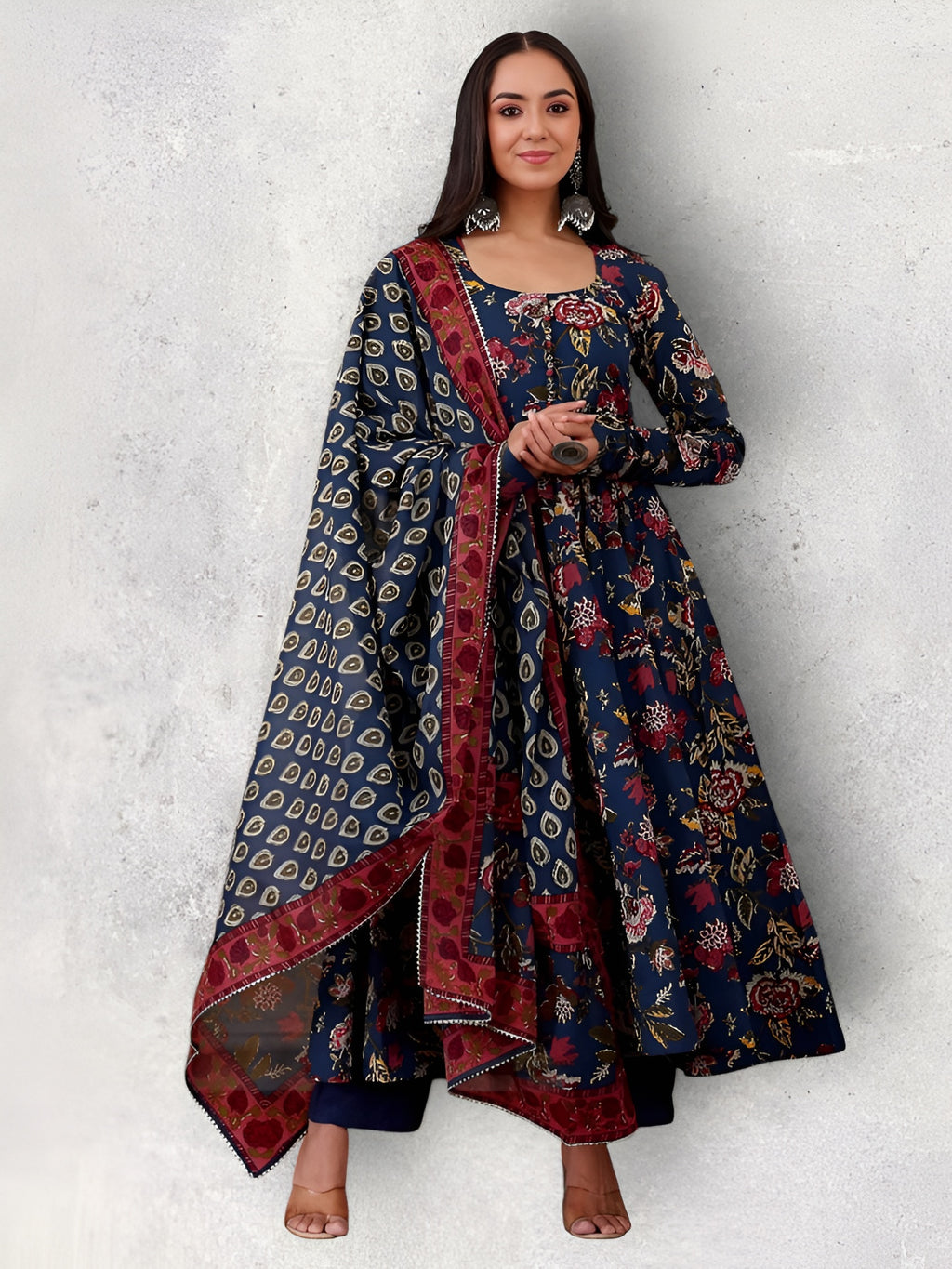 Women’s Blue Printed Kurta & Pant Set with Dupatta