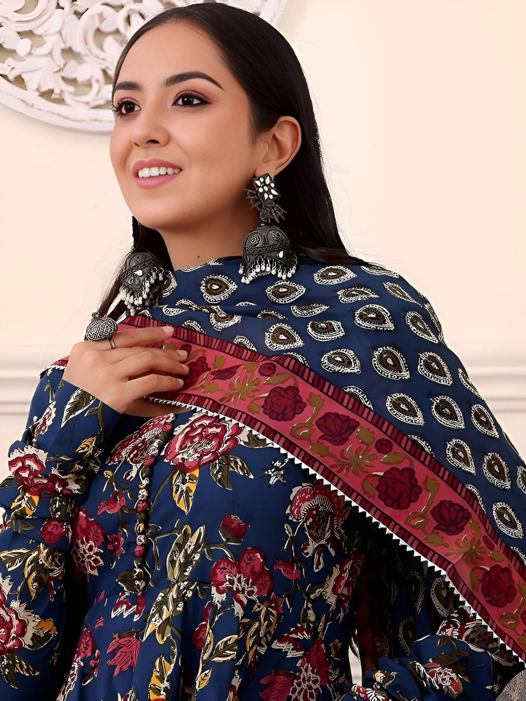 Women’s Blue Printed Kurta & Pant Set with Dupatta