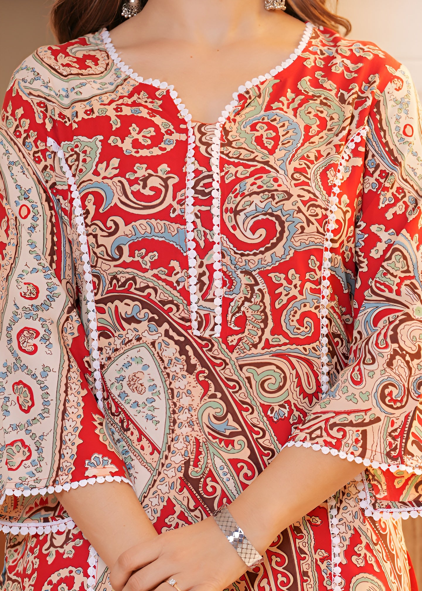 ❤️ KHUHA Carry Kurta – Red Printed Rayon Kurta