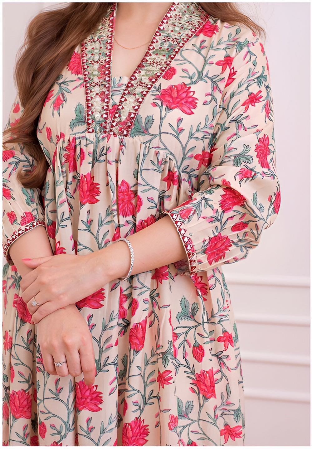 🌸 Trendy Multicolor Floral Print Kurta Pant Set for Women