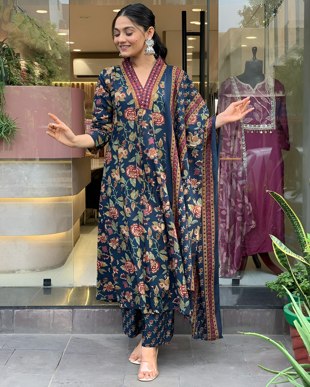 🌸 New Trendy Cotton Kurta Set With Dupatta for Women