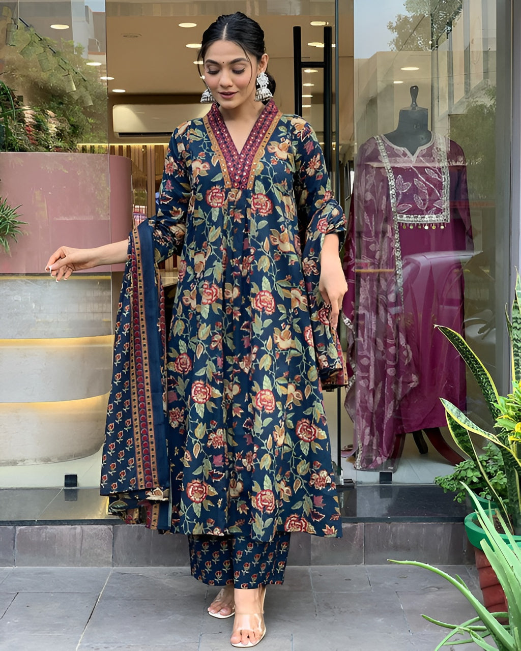 🌸 New Trendy Cotton Kurta Set With Dupatta for Women