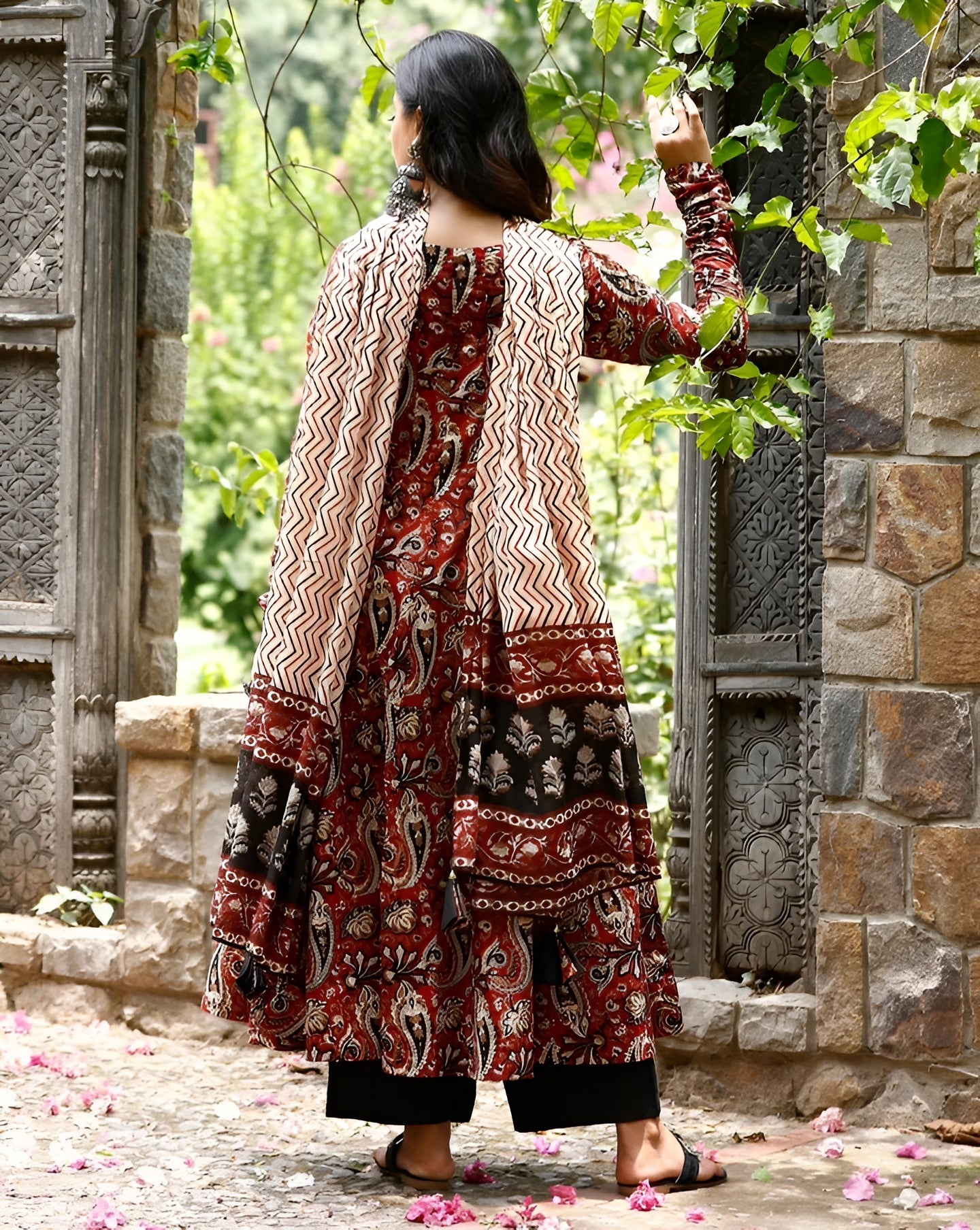 Women Printed Anarkali Kurta and Pant Set with Dupatta