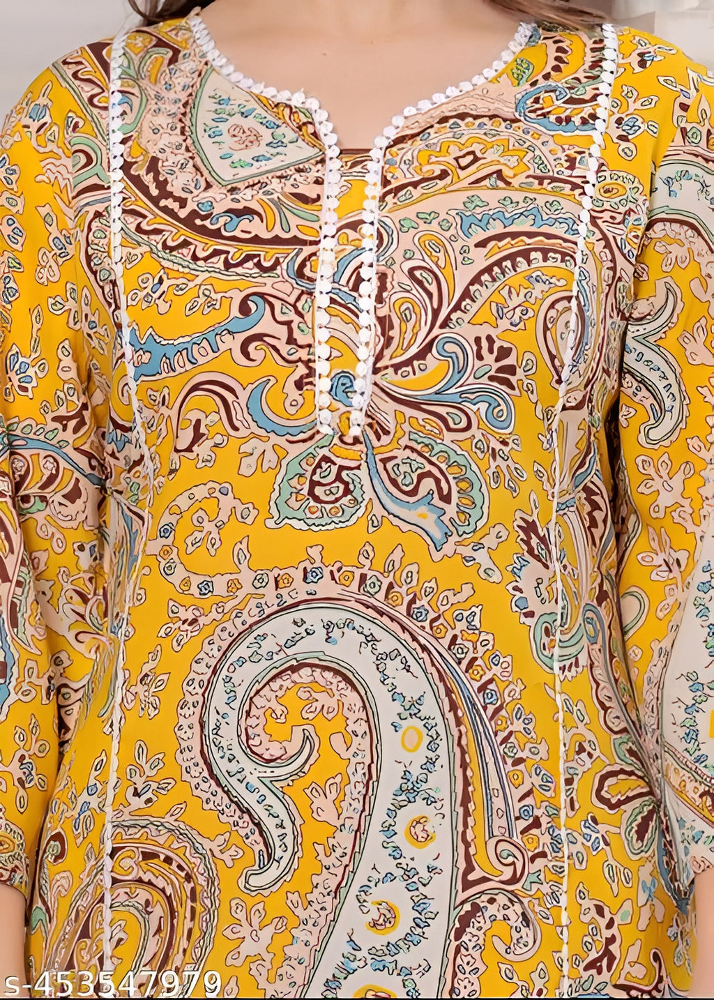 💛 KHUHA Carry Kurta – Yellow Printed Rayon Kurta