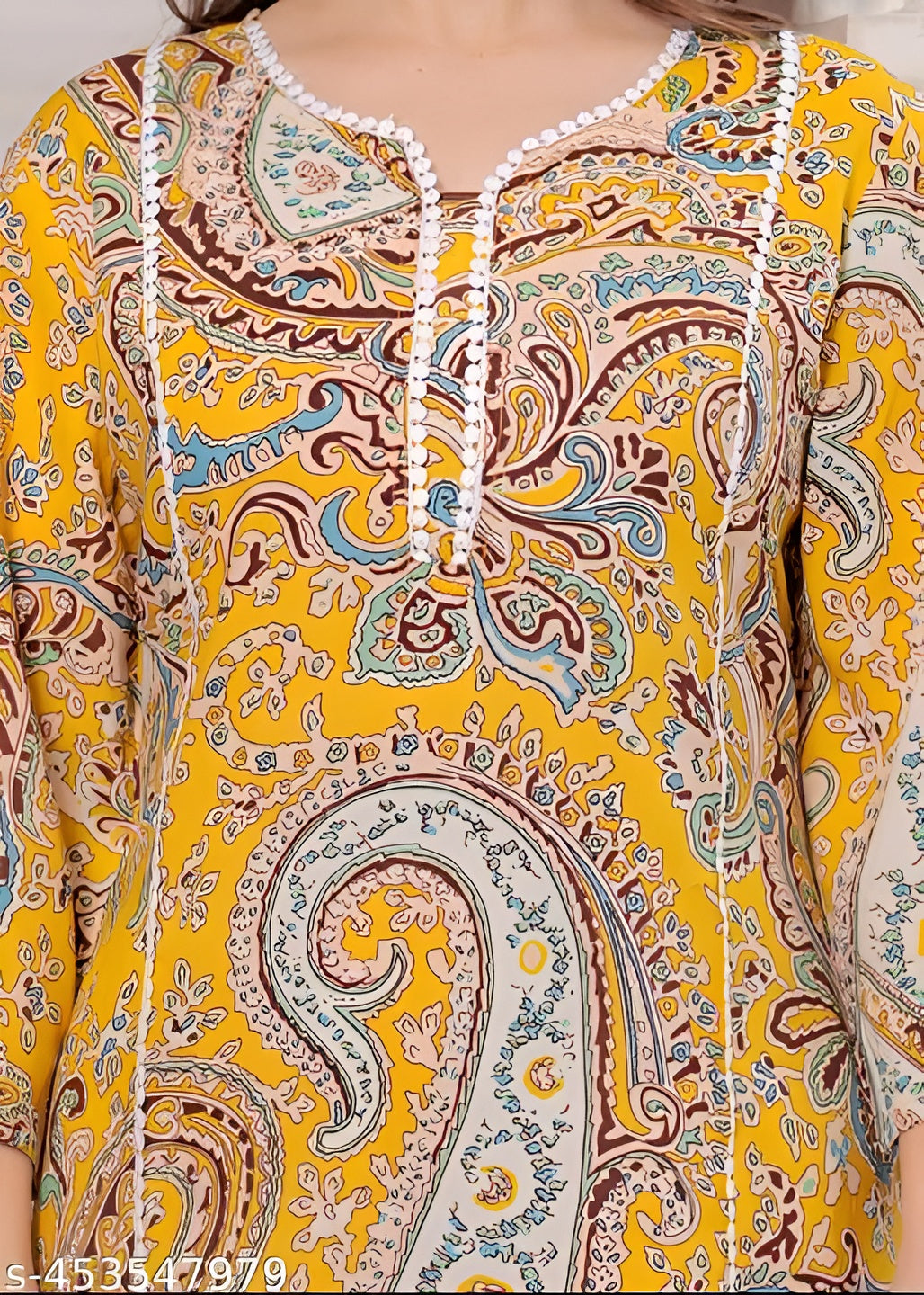 💛 KHUHA Carry Kurta – Yellow Printed Rayon Kurta